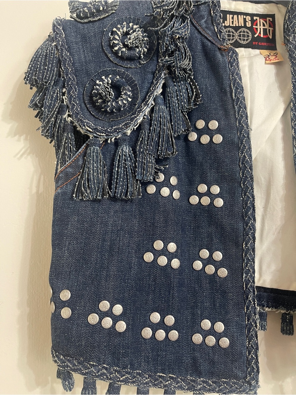JPG Jean Paul Gaultier Fringe Studded Denim Vest Jacket - Picture 2 of 8